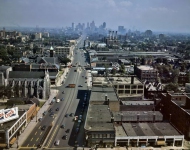 Looking south along Woodward Avenue from the Maccabees Building at Warren Avenue with downtown Detroit in the distance July